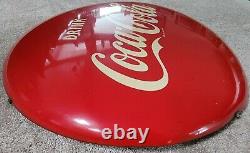 AUTHENTIC COCA-COLA 24 INCH BUTTON PORCELAIN SIGN Very Good CONDITION