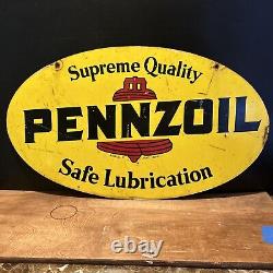 A-m 8-75 Original & Authentic''pennzoil'' Painted Metal Sign 31x18 Inch