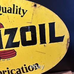 A-m 8-75 Original & Authentic''pennzoil'' Painted Metal Sign 31x18 Inch