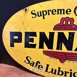 A-m 8-75 Original & Authentic''pennzoil'' Painted Metal Sign 31x18 Inch