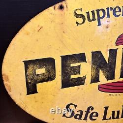 A-m 8-75 Original & Authentic''pennzoil'' Painted Metal Sign 31x18 Inch