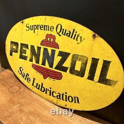 A-m 8-75 Original & Authentic''pennzoil'' Painted Metal Sign 31x18 Inch