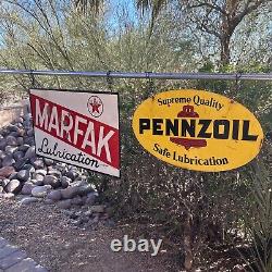 A-m 8-75 Original & Authentic''pennzoil'' Painted Metal Sign 31x18 Inch