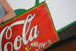 Antique 1930's Coca-Cola tin advertising sign General Store Deli Gas Station Adv