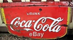 Antique 1935 USA Coca Cola Soda Fountain Bottle Porcelain Art Advertising Sign