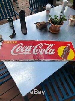 Antique 1940s original Coca Cola sign advertising