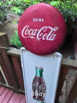 Antique 1947 Coca Cola Soda Sign Bottle Pilaster with 16 Coke Button AM-84 Save
