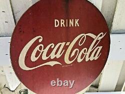 Antique 1951 Coca Cola Double Sided Metal Flange Sign Dated