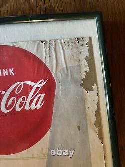 Antique 1957 Coca Cola Coke Cardboard Sign Pause Refresh Nautical Boat Oars Girl
