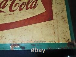 Antique 1959 King Size Coca Cola Soda Glass Bottle Metal Art Advertising Sign