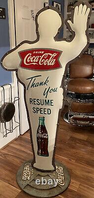 Antique 1962 Coca Cola Police Man Advertising Sign