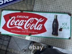 Antique -Barn Find Look Coca Cola Soda Fountain Dealer Sales Service Pop Sign