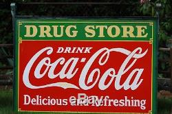 Antique COCA COLA DRUG STORE PORCELAIN SIGN Double Sided 1933 Nashville TN