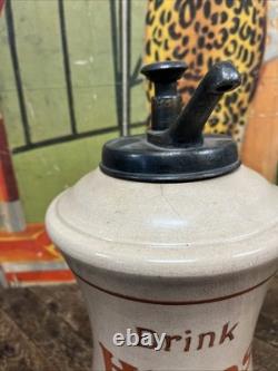 Antique C. 1900 Hires Root Beer Porcelain Soda Dispenser Sign Coke 7up Pepsi Dp