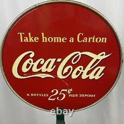 Antique Coca Cola 1940s Six Pack Bottle Display Stand Rack Double Sided Sign USA