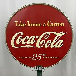 Antique Coca Cola 1940s Six Pack Bottle Display Stand Rack Double Sided Sign USA