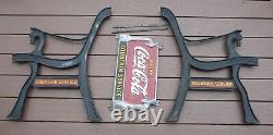 Antique Coca Cola Cast Iron Bench & Sign Frame Vintage. Complete. Rare