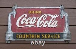 Antique Coca Cola Cast Iron Bench & Sign Frame Vintage. Complete. Rare
