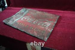 Antique Coca Cola Coke Tin Sign Embossed 1930's Survovor Soda Advertising