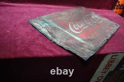 Antique Coca Cola Coke Tin Sign Embossed 1930's Survovor Soda Advertising