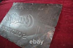 Antique Coca Cola Coke Tin Sign Embossed 1930's Survovor Soda Advertising
