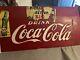 Antique Coca-Cola Collectible 1940's sign, Cooler cut out sign farm Gas &Oil