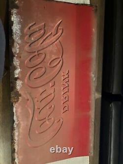 Antique Coca-Cola Collectible 1940's sign, Cooler cut out sign farm Gas &Oil