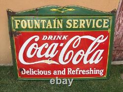 Antique Coca Cola Fountain Sign 60.5x45.5