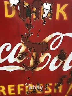 Antique Coca Cola Lollipop Sign Double Sided-All Original WithOriginal Stand RARE
