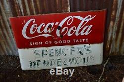 Antique Coca Cola Porcelain Sled Sign With Hand Painted Sign Louisiana Juke Join