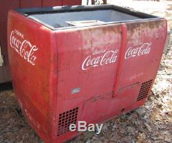 Antique Coca Cola Soda Cooler Machine Art Sign Coke Table Counter Stand Box
