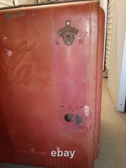 Antique Coca Cola Soda Cooler Machine Art Sign Coke Table Counter Stand Box