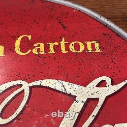 Antique Coca Cola Take Home A Carton Metal Round Double Sided Sign US MADE