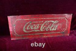 Antique Coca Cola Tin Sign Early Tacker Embossed Survivor W. F. R 1938 Glasscock