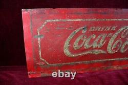 Antique Coca Cola Tin Sign Early Tacker Embossed Survivor W. F. R 1938 Glasscock