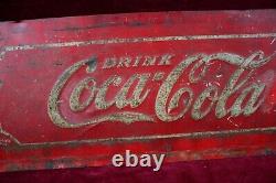 Antique Coca Cola Tin Sign Early Tacker Embossed Survivor W. F. R 1938 Glasscock