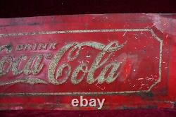 Antique Coca Cola Tin Sign Early Tacker Embossed Survivor W. F. R 1938 Glasscock