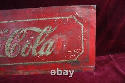 Antique Coca Cola Tin Sign Early Tacker Embossed Survivor W. F. R 1938 Glasscock