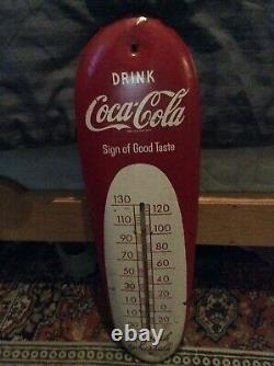 Antique Coca-Cola cigar sign thermometer advertising, in good shape