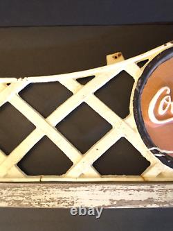 Antique Coke Cola Cast Iron Sign Soda Fountain Bench Back Pre War Advertising
