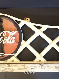 Antique Coke Cola Cast Iron Sign Soda Fountain Bench Back Pre War Advertising