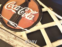 Antique Coke Cola Cast Iron Sign Soda Fountain Bench Back Pre War Advertising