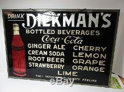 Antique Diekman's Monroe, MI Coca Cola Soft Drink Reverse Paint On Glass Sign