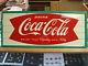 Antique Drink Coca Cola Refreshing Feeling Fishtail 26.5x11.5 Metal Sign