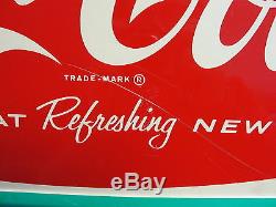Antique Drink Coca Cola Refreshing Feeling Fishtail 26.5x11.5 Metal Sign