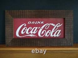 Antique Early Coca Cola Sign in Heavy White Oak Frame