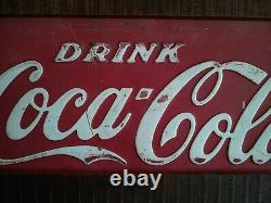 Antique Early Coca Cola Sign in Heavy White Oak Frame