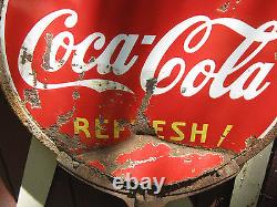 Antique Lg Coca Cola Soda Dbl Sided Lollipop Porcelain Art Deco Advertising Sign