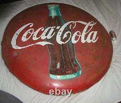 Antique MID Century 48 Coca Cola Soda Glass Bottle Metal Art Advertising Sign