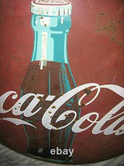 Antique MID Century 48 Coca Cola Soda Glass Bottle Metal Art Advertising Sign